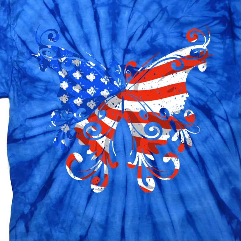 Butterfly Usa Flag Cute 4th Of July Funny American Gift Tie-Dye T-Shirt