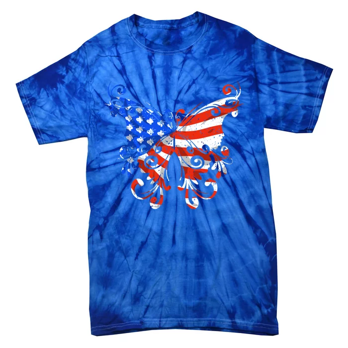 Butterfly Usa Flag Cute 4th Of July Funny American Gift Tie-Dye T-Shirt