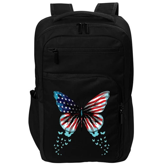 Butterfly USA Flag Cute 4th Of July Funny American Impact Tech Backpack