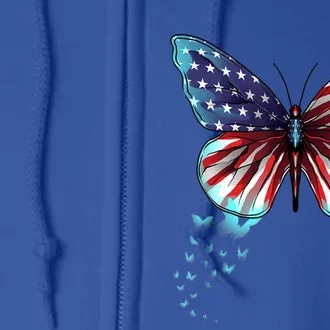 Butterfly Usa Flag Cute 4th Of July Funny American Gift Full Zip Hoodie