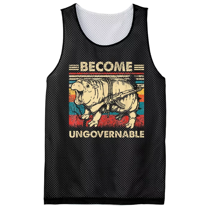 Become Ungovernable Funny Moodeng Cute Baby Hippo Meme Mesh Reversible Basketball Jersey Tank