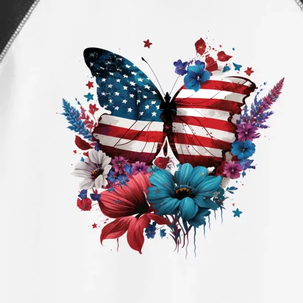 Butterfly Usa Flag Cute 4th July Butterfly Tee American Flag Funny Gift Toddler Fine Jersey T-Shirt