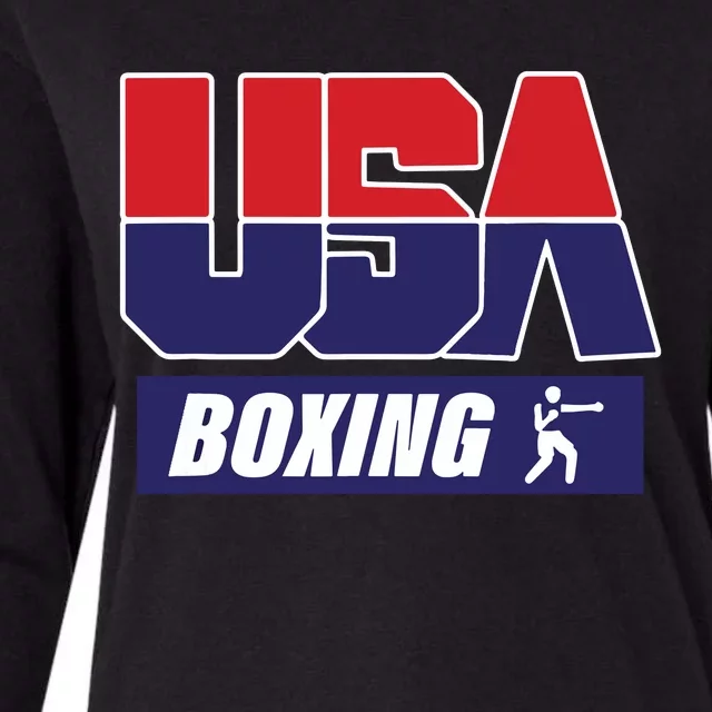 Boxing USA Funny Womens Cotton Relaxed Long Sleeve T-Shirt