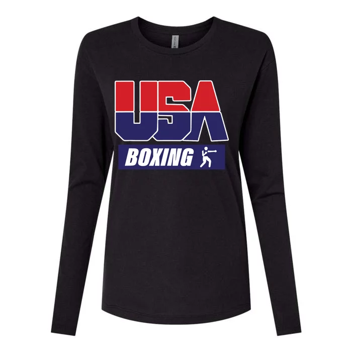 Boxing USA Funny Womens Cotton Relaxed Long Sleeve T-Shirt