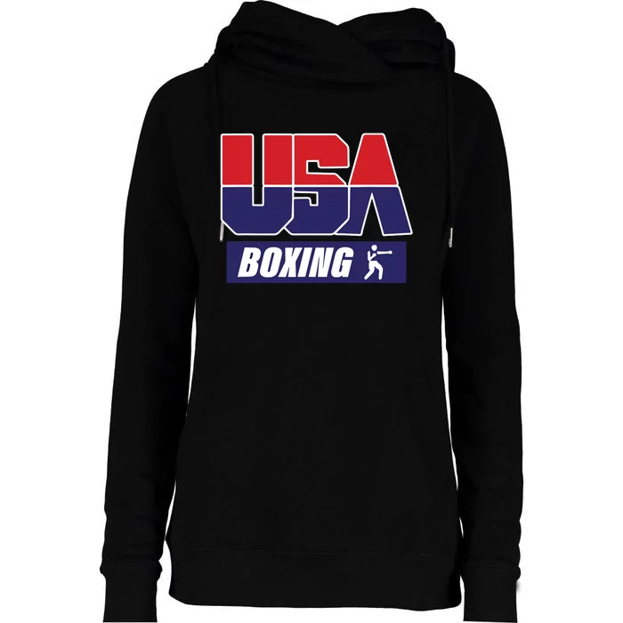 Boxing USA Funny Womens Funnel Neck Pullover Hood