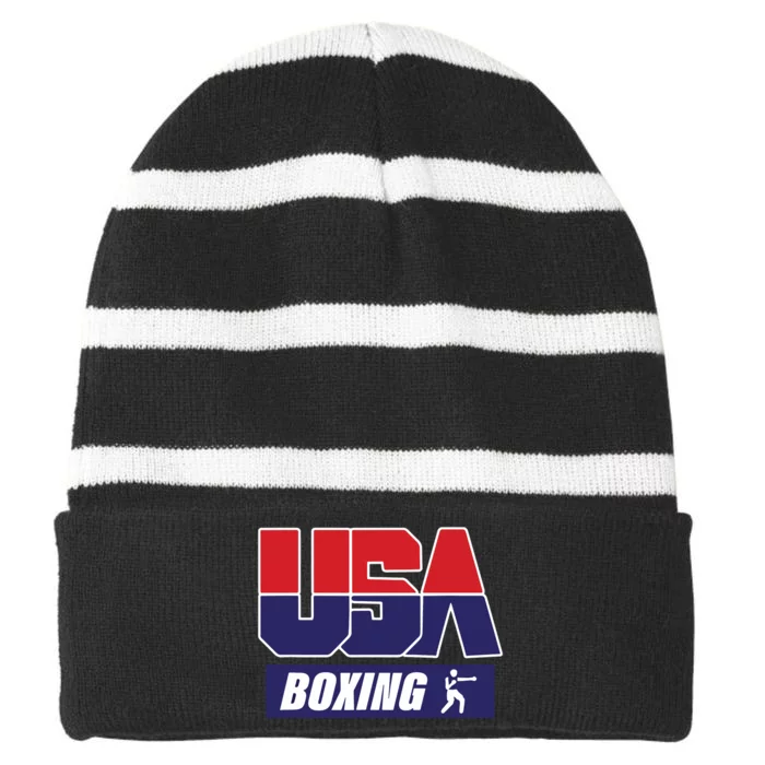 Boxing USA Funny Striped Beanie with Solid Band