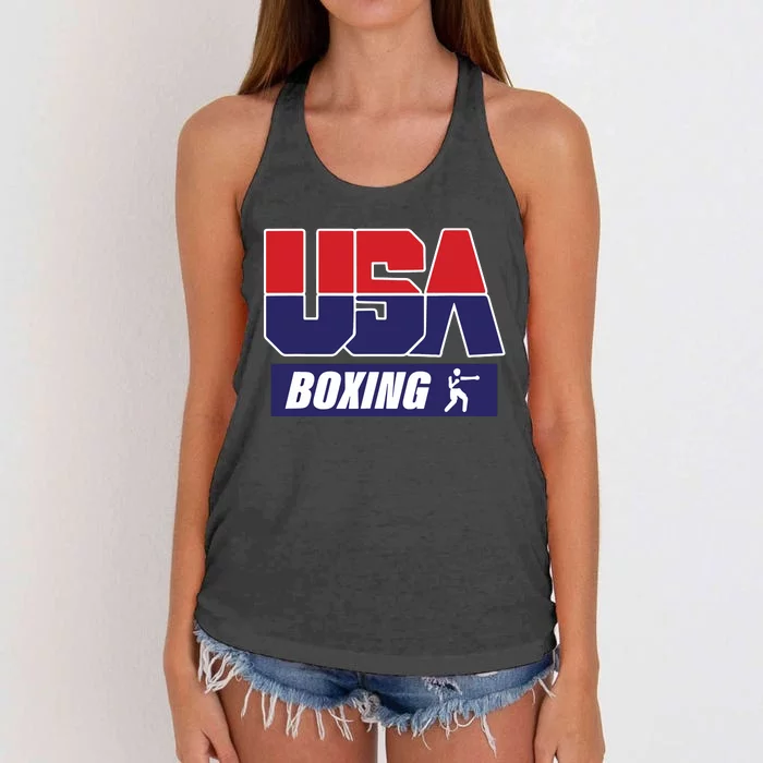 Boxing USA Funny Women's Knotted Racerback Tank