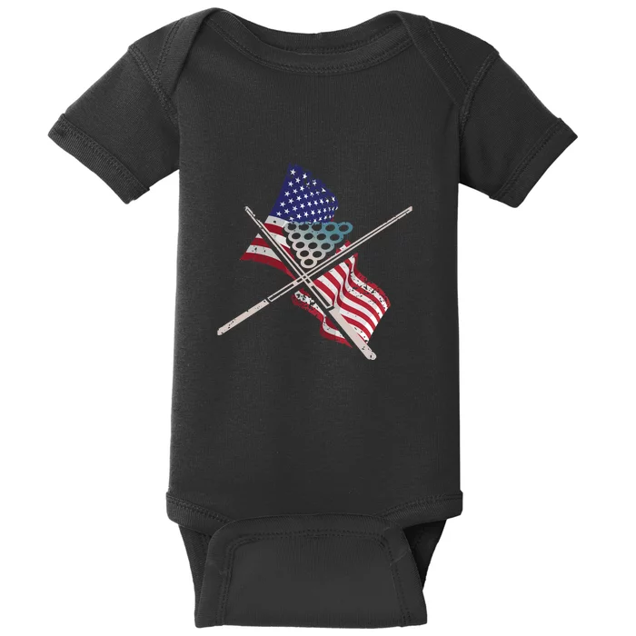 Billiards Usa Flag Billiards Dad Gift For Father’s Day Baby Bodysuit