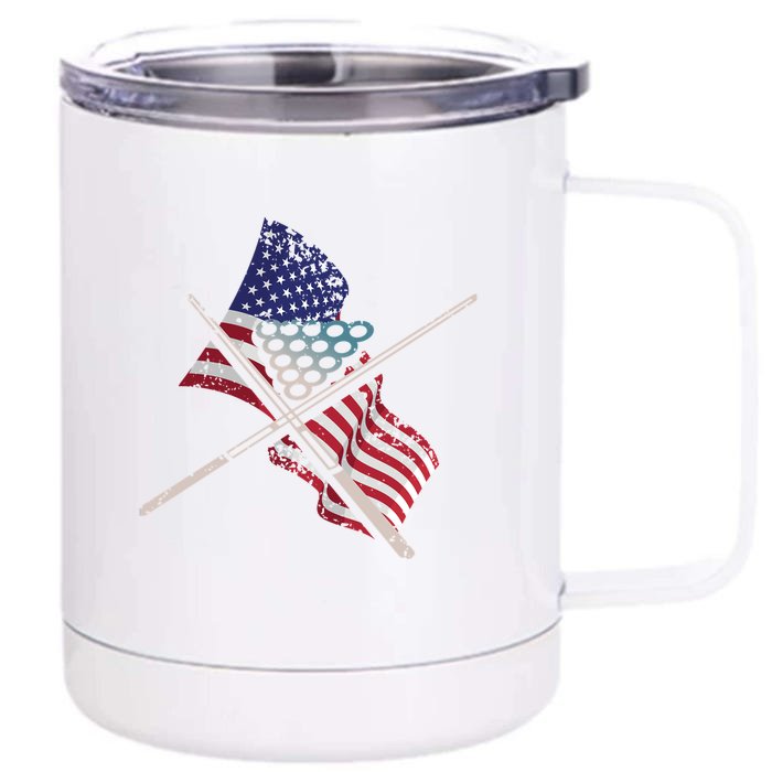 Billiards Usa Flag Billiards Dad Gift For Father’s Day Front & Back 12oz Stainless Steel Tumbler Cup