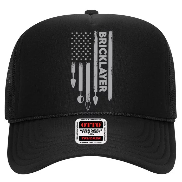 Bricklayer USA Flag America Brick Masonry High Crown Mesh Trucker Hat