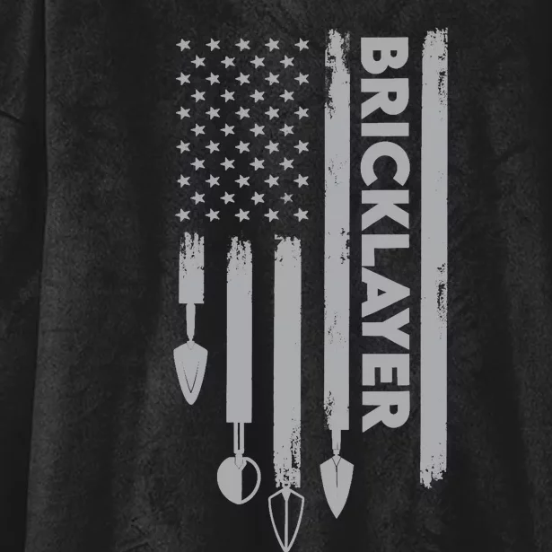 Bricklayer USA Flag America Brick Masonry Hooded Wearable Blanket