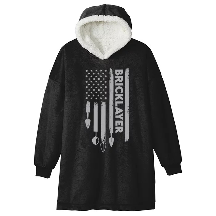 Bricklayer USA Flag America Brick Masonry Hooded Wearable Blanket