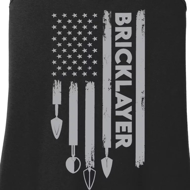 Bricklayer USA Flag America Brick Masonry Ladies Essential Tank