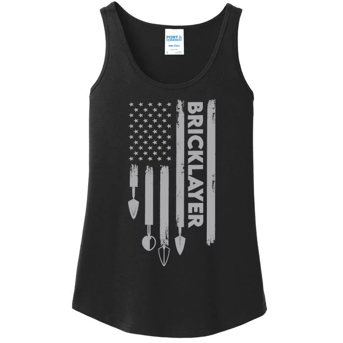 Bricklayer USA Flag America Brick Masonry Ladies Essential Tank