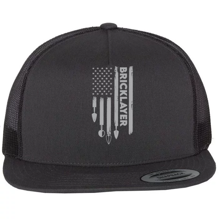 Bricklayer USA Flag America Brick Masonry Flat Bill Trucker Hat