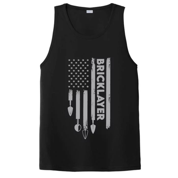 Bricklayer USA Flag America Brick Masonry Performance Tank