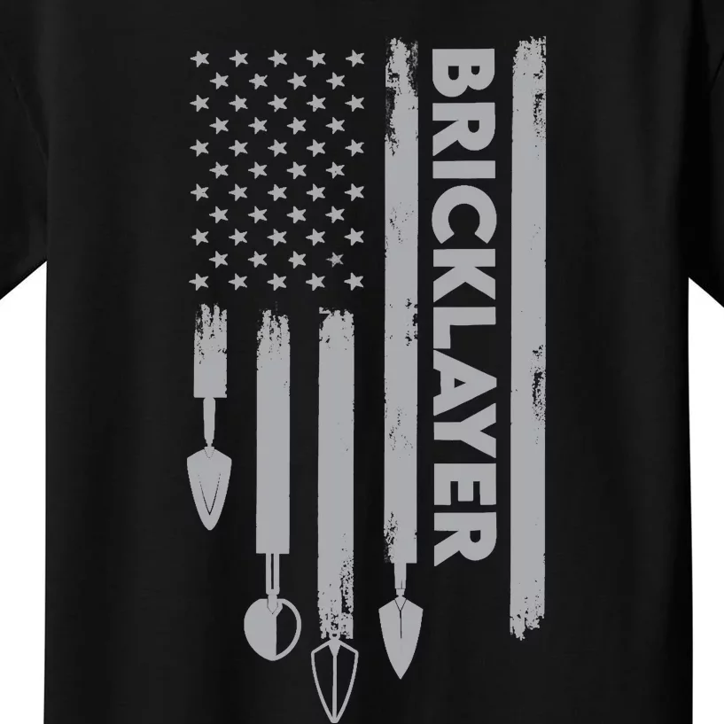 Bricklayer USA Flag America Brick Masonry Kids T-Shirt