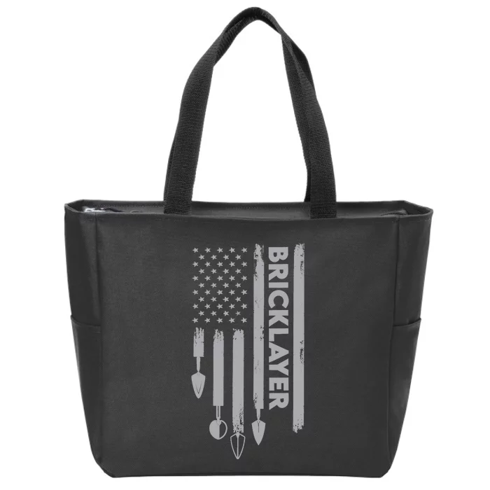 Bricklayer USA Flag America Brick Masonry Zip Tote Bag