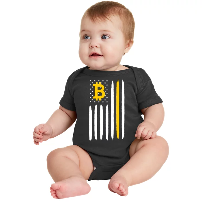 Bitcoin USA Flag Baby Bodysuit