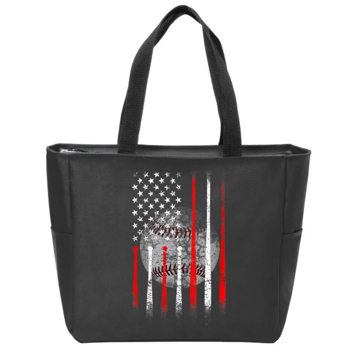 Baseball Usa Flag American Flag Patriotic Zip Tote Bag