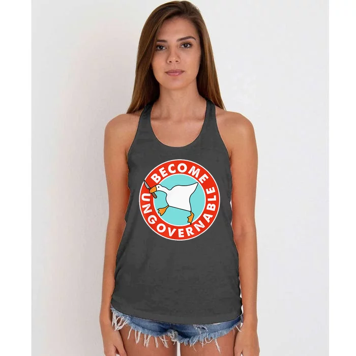 Become Ungovernable Funny Goose Women's Knotted Racerback Tank