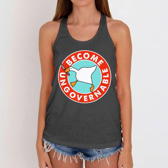 Become Ungovernable Funny Goose Women's Knotted Racerback Tank