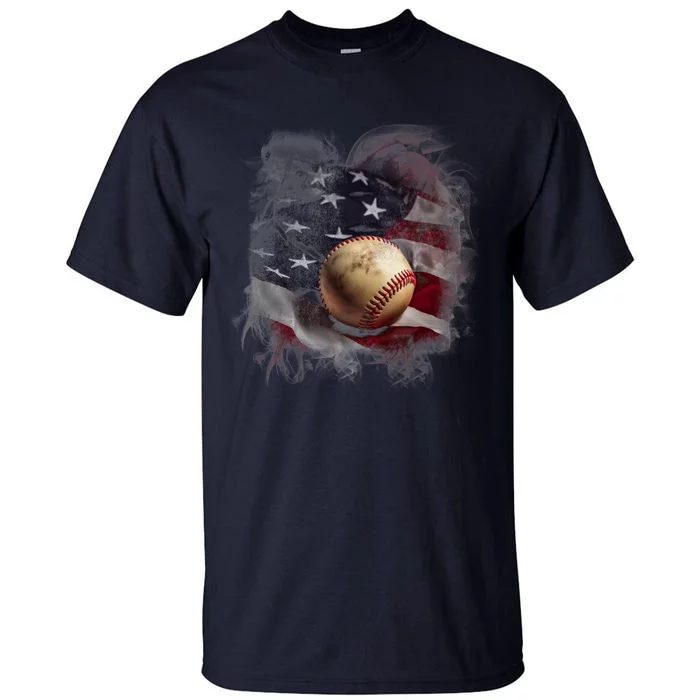 Baseball Usa Flag Tall T-Shirt