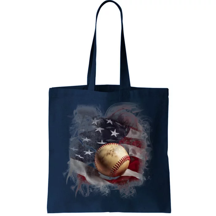 Baseball Usa Flag Tote Bag