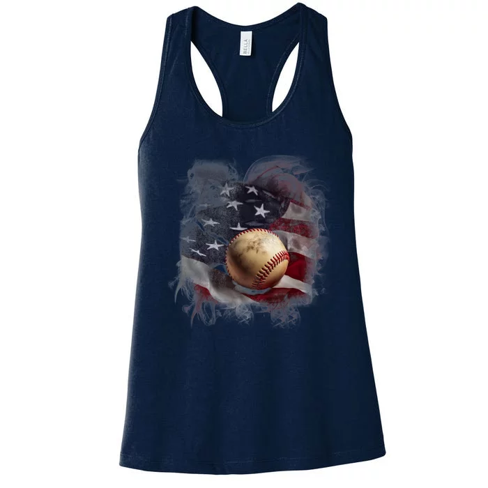 Baseball Usa Flag Women's Racerback Tank