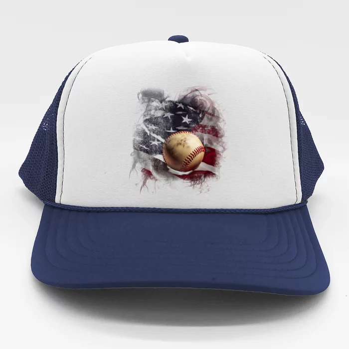 Baseball Usa Flag Trucker Hat