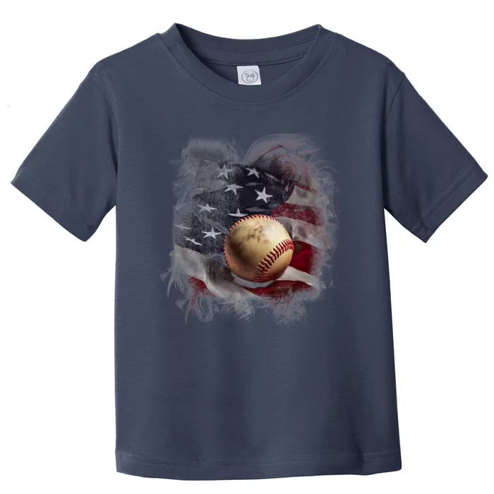 Baseball Usa Flag Toddler T-Shirt