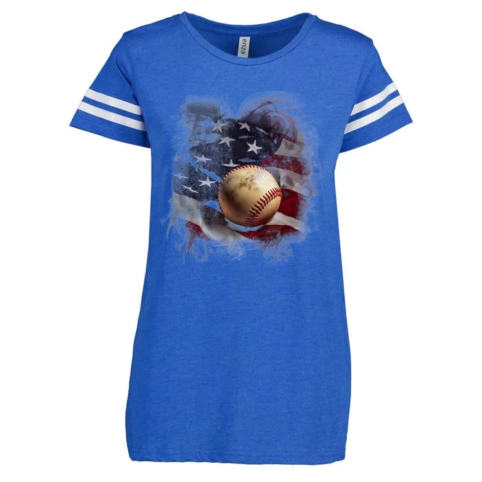 Baseball Usa Flag Enza Ladies Jersey Football T-Shirt