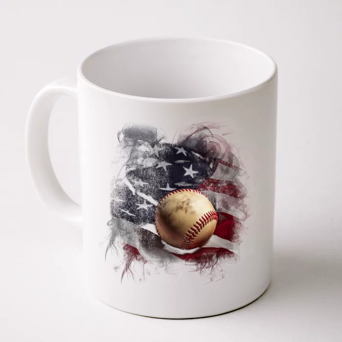 Baseball Usa Flag Front & Back Coffee Mug