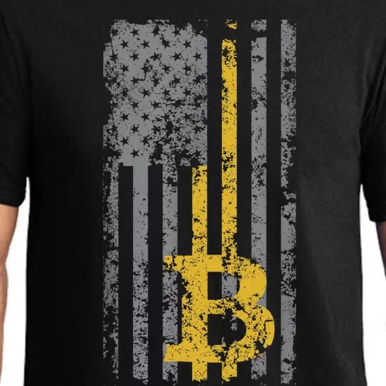 Bitcoin USA Flag Distressed Digital Currency Lover Pajama Set