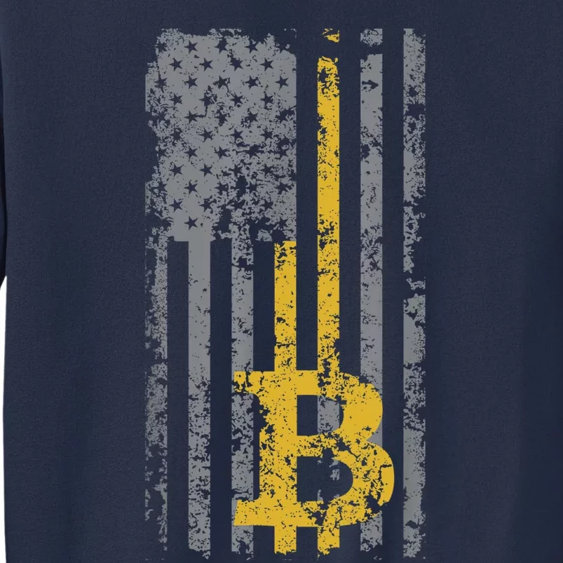 Bitcoin USA Flag Distressed Digital Currency Lover Sweatshirt