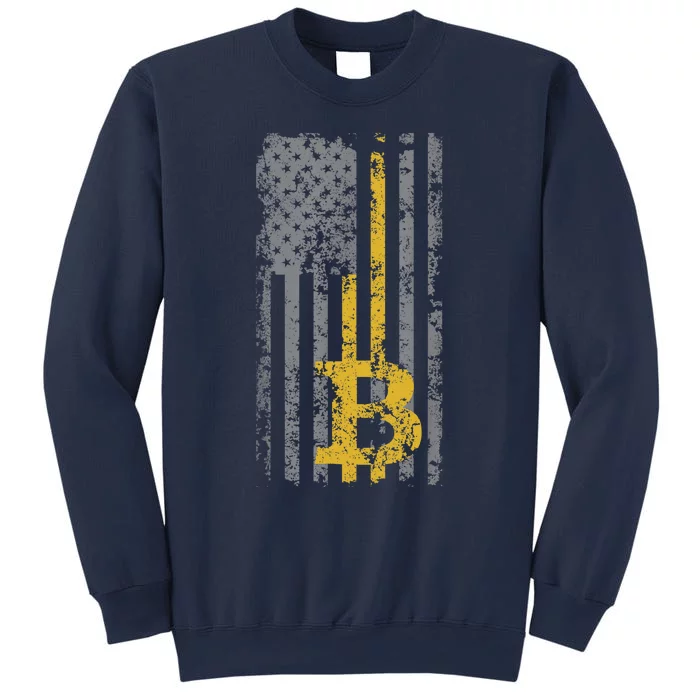 Bitcoin USA Flag Distressed Digital Currency Lover Sweatshirt