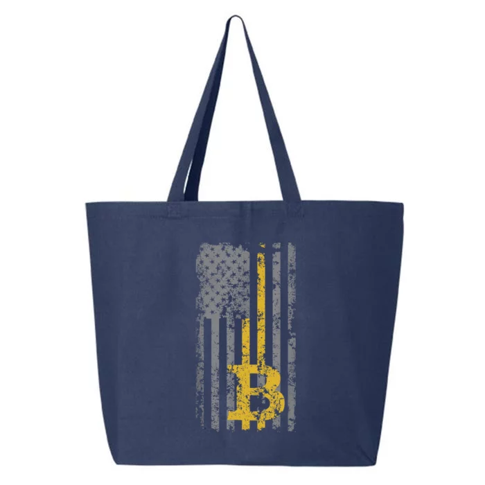 Bitcoin USA Flag Distressed Digital Currency Lover 25L Jumbo Tote