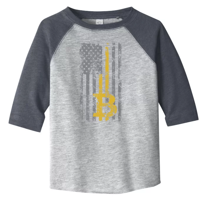 Bitcoin USA Flag Distressed Digital Currency Lover Toddler Fine Jersey T-Shirt