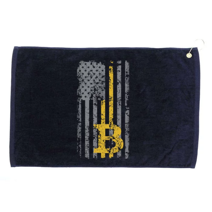 Bitcoin USA Flag Distressed Digital Currency Lover Grommeted Golf Towel