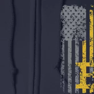 Bitcoin USA Flag Distressed Digital Currency Lover Full Zip Hoodie