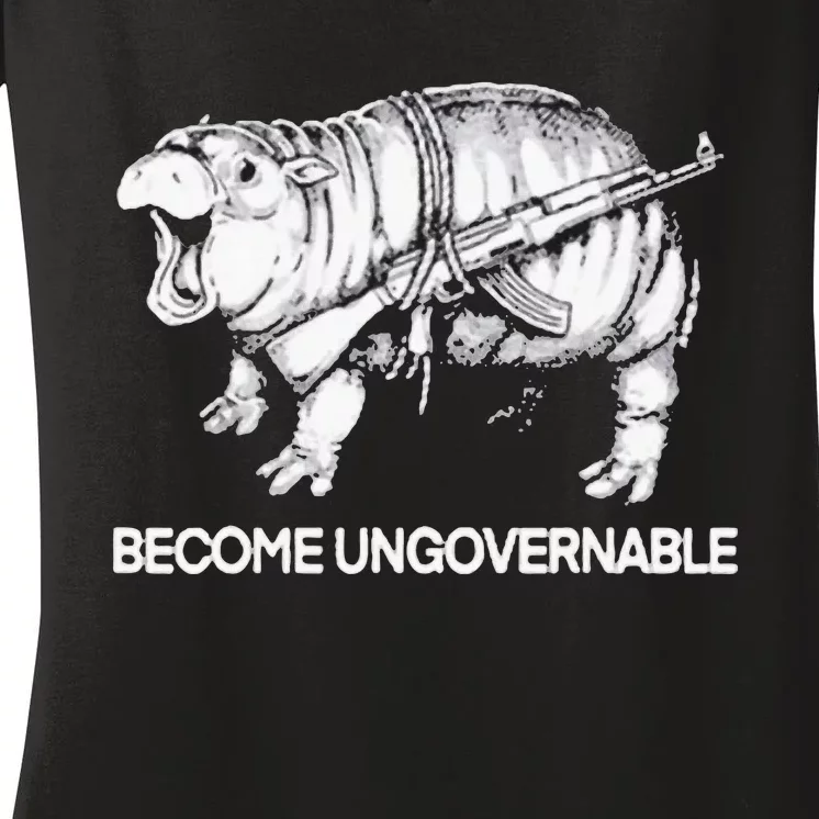 Become Ungovernable Funny Moodeng Women's V-Neck T-Shirt