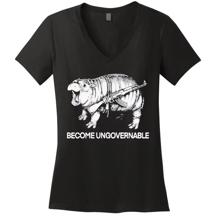 Become Ungovernable Funny Moodeng Women's V-Neck T-Shirt