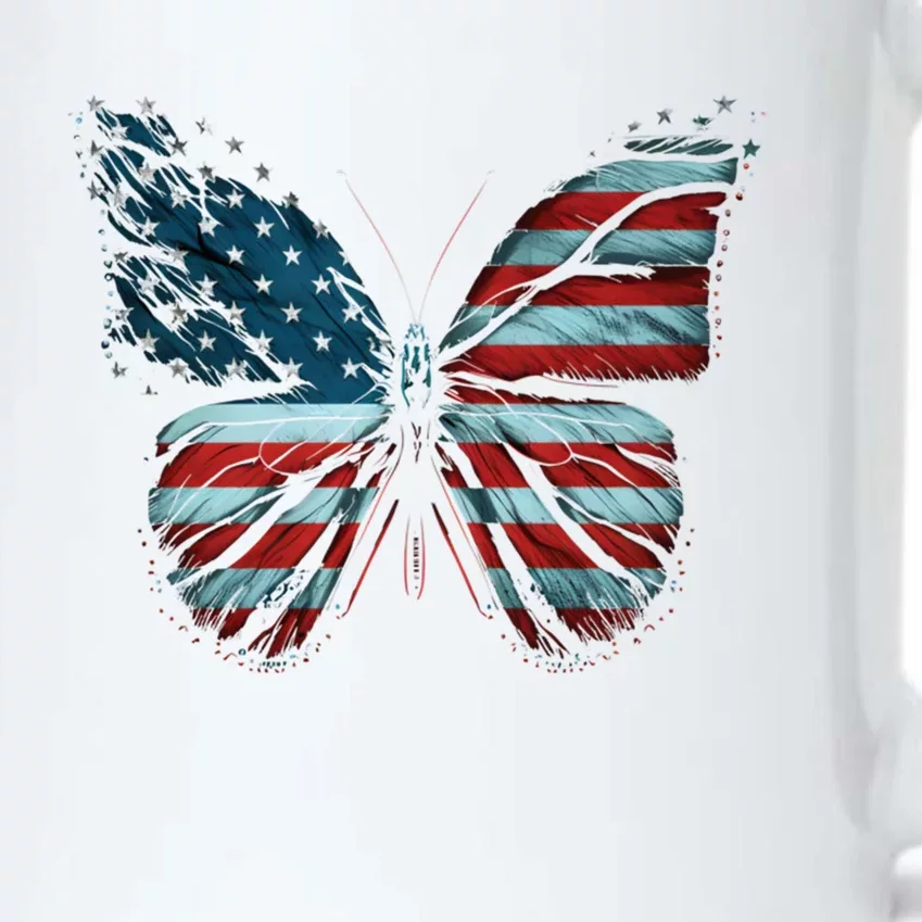 Butterfly Usa Flag 4th Of July Gift Black Color Changing Mug