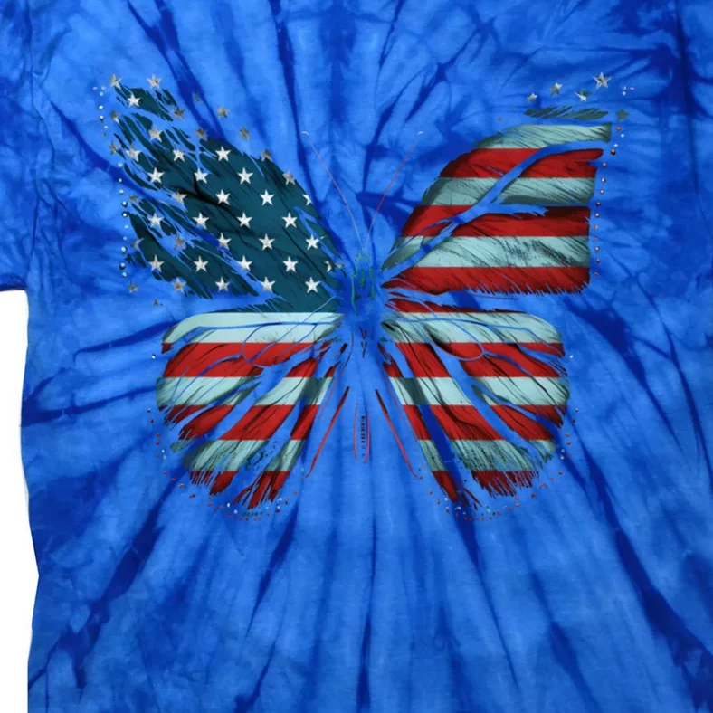 Butterfly Usa Flag 4th Of July Gift Tie-Dye T-Shirt