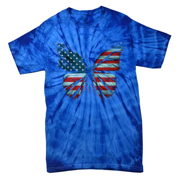 Butterfly Usa Flag 4th Of July Gift Tie-Dye T-Shirt