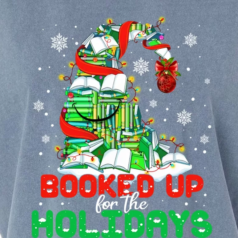 Booked Up For The Holidays Books Christmas Tree Book Lovers Cool Gift Garment-Dyed Women's Muscle Tee