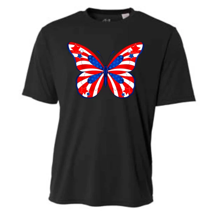 Butterfly Usa Flag Cute 4th Of July Funny American Gift Cooling Performance Crew T-Shirt