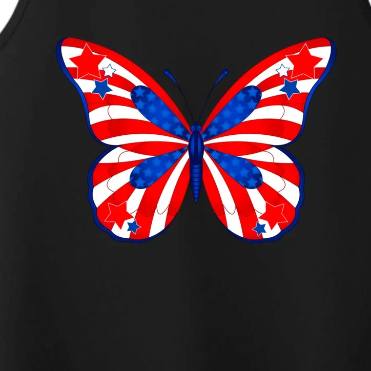 Butterfly Usa Flag Cute 4th Of July Funny American Gift Performance Tank