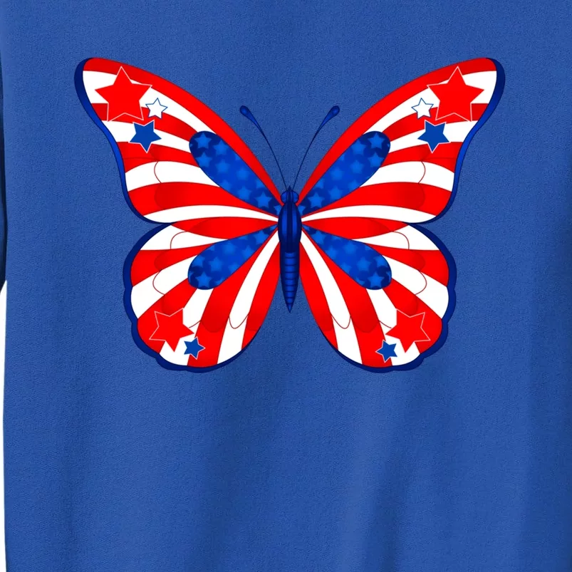 Butterfly Usa Flag Cute 4th Of July Funny American Gift Tall Sweatshirt