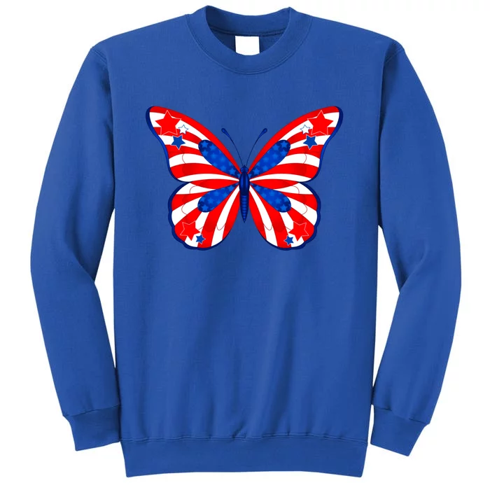 Butterfly Usa Flag Cute 4th Of July Funny American Gift Tall Sweatshirt